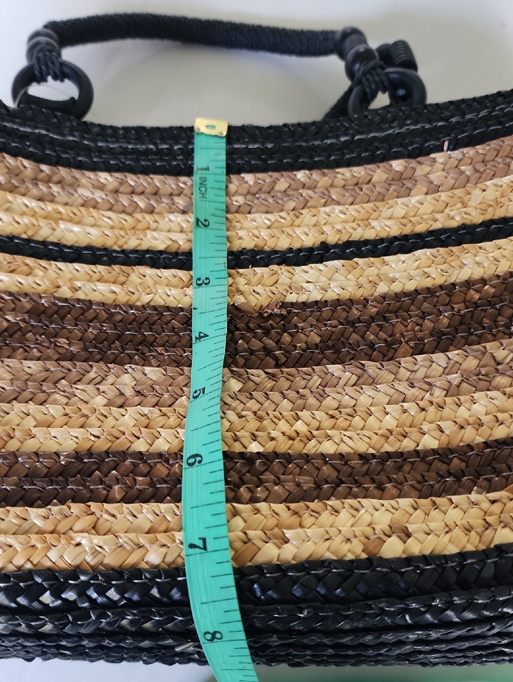 croft & barrow Striped Woven Tote in Natural, Brown and Black - Picture 6 of 12